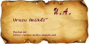 Urszu Anikó névjegykártya